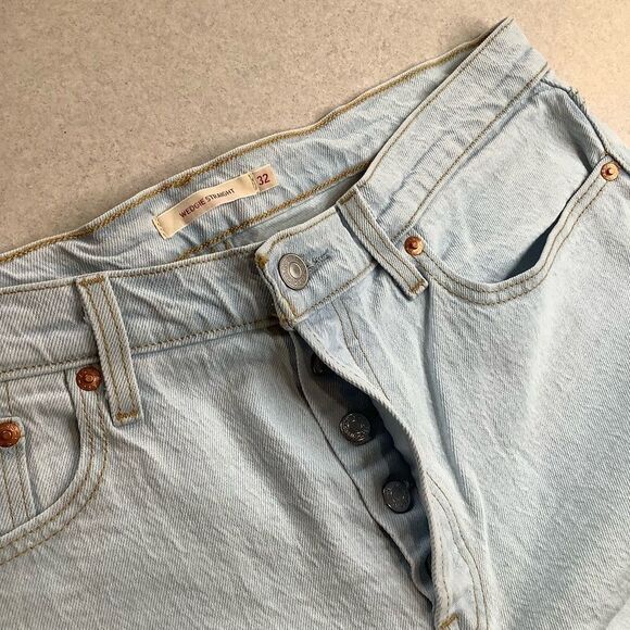 Levi’s Premium Wedgie Straight 32 Think Outside Light Wash NWOT - Picture 7 of 9